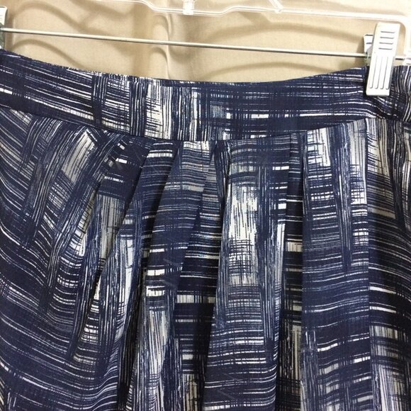 LOFT Skirt Blue Watercolor Print Chiffon Asymmetrical Front Pleat Knee 6 - Picture 4 of 5